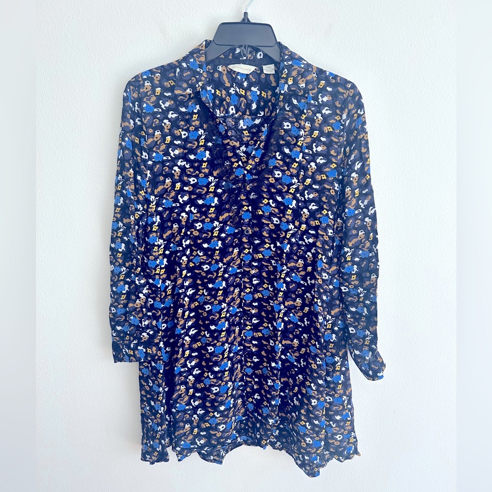 11.1 TYLHO by Anthropologie Namura Tunic Top Button Up Floral Size Small